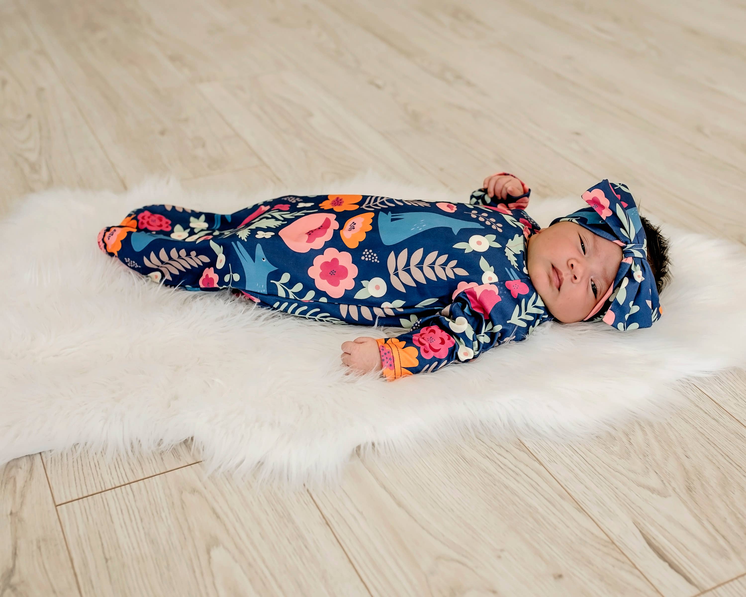Infant Girls Fox Baby Gown and Bow Headband